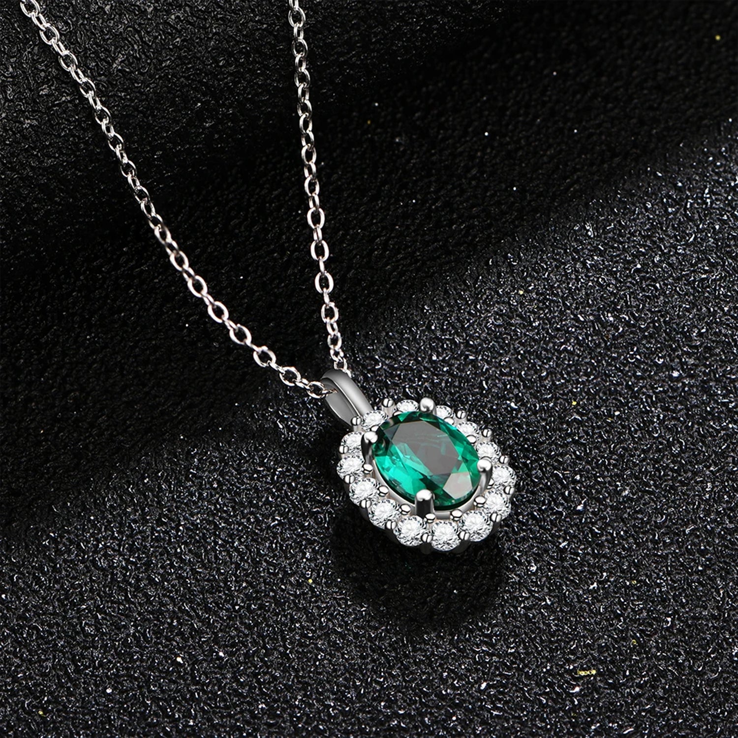 Celeste Moissanite & Emerald Pendant Necklace